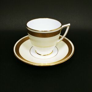 Mintons Raised Gold Encrusted Greek Key Cream Tea Cup Saucer Ivory China England